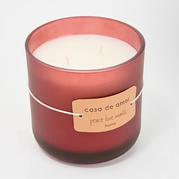 Peace Love World Set of 3 Frosted Glass Candles with Bamboo Lid - Picture 3 of 4